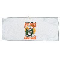 Funny Skeleton Dead Inside But Its Christmas Large Microfiber Waffle Golf Towel