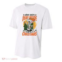 Funny Skeleton Dead Inside But Its Christmas Youth Performance Sprint T-Shirt