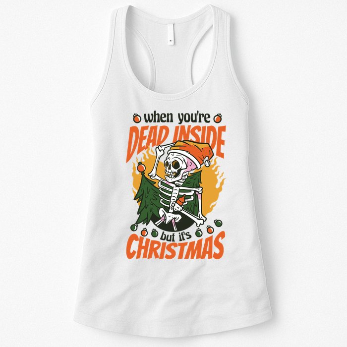 Funny Skeleton Dead Inside But Its Christmas Womens Tank Top