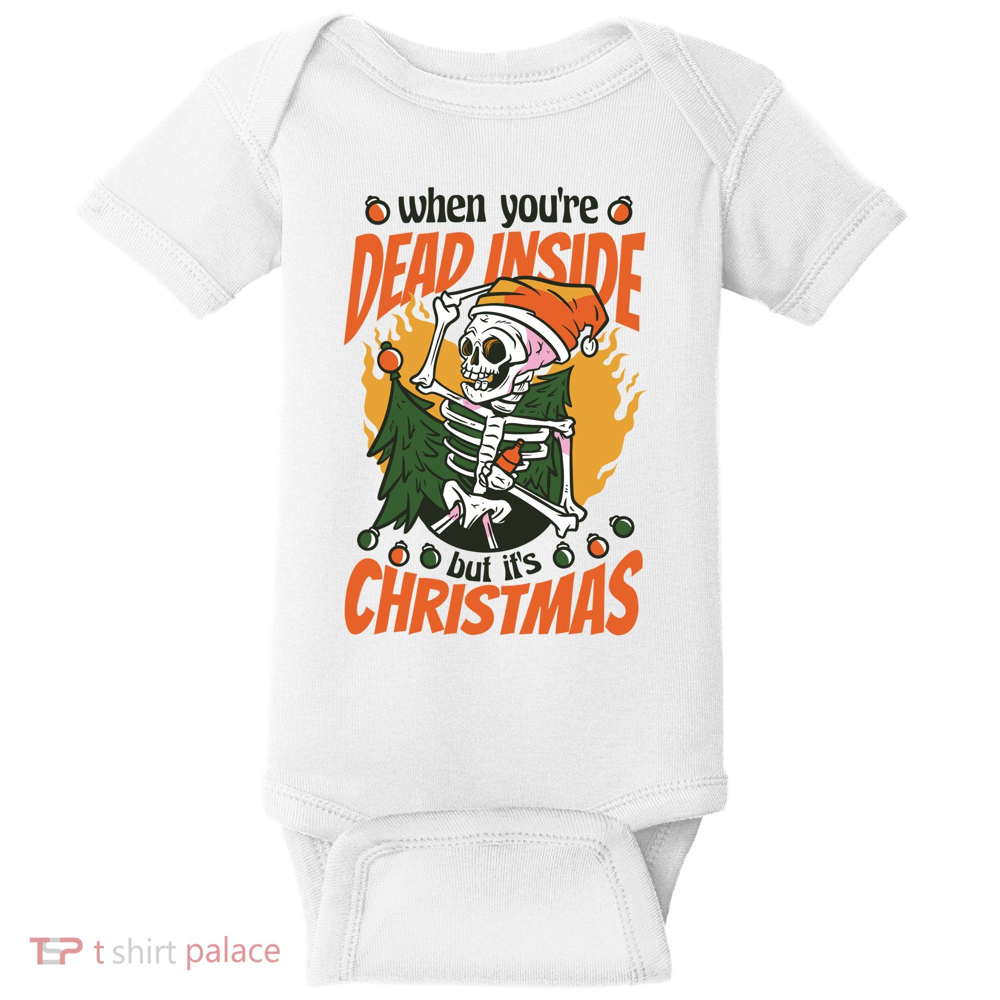 Funny Skeleton Dead Inside But Its Christmas Baby Bodysuit