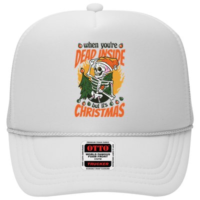 Funny Skeleton Dead Inside But Its Christmas Trucker Hat