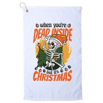 Funny Skeleton Dead Inside But Its Christmas Golf Towel