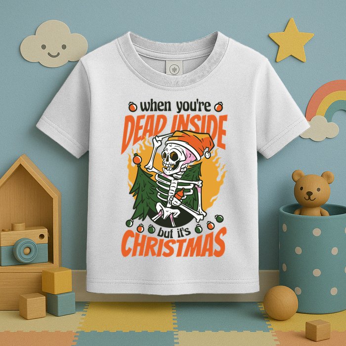 Funny Skeleton Dead Inside But Its Christmas Toddler T-Shirt
