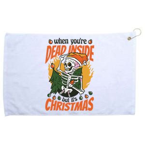 Funny Skeleton Dead Inside But Its Christmas Grommeted Golf Towel