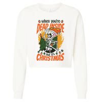 Funny Skeleton Dead Inside But Its Christmas Cropped Pullover Crew