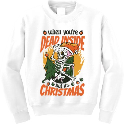 Funny Skeleton Dead Inside But Its Christmas Kids Sweatshirt