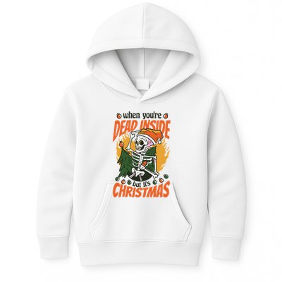 Funny Skeleton Dead Inside But Its Christmas Kids Hoodie