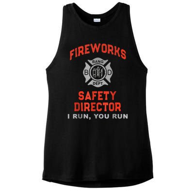 Fireworks Safety Director I Run You Run Funny 4th Of July Ladies PosiCharge Tri-Blend Wicking Tank