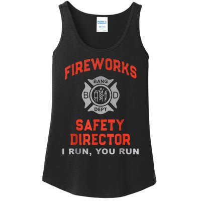 Fireworks Safety Director I Run You Run Funny 4th Of July Ladies Essential Tank