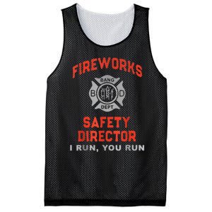 Fireworks Safety Director I Run You Run Funny 4th Of July Mesh Reversible Basketball Jersey Tank