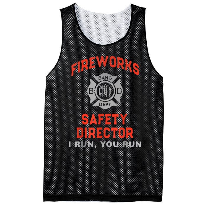 Fireworks Safety Director I Run You Run Funny 4th Of July Mesh Reversible Basketball Jersey Tank