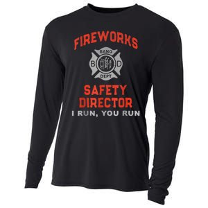 Fireworks Safety Director I Run You Run Funny 4th Of July Cooling Performance Long Sleeve Crew