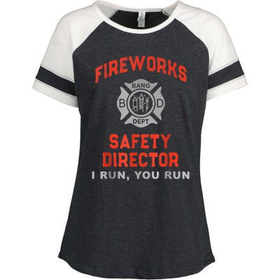 Fireworks Safety Director I Run You Run Funny 4th Of July Enza Ladies Jersey Colorblock Tee