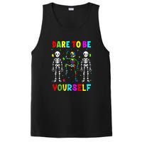 Funny Skeleton Dabbing Dare To Be Yoursel Gift Autism Awareness PosiCharge Competitor Tank