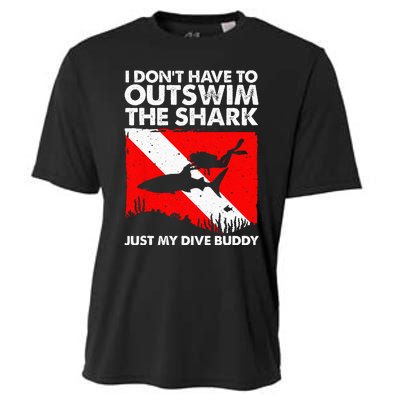 Funny Scuba Diving Design For  Shark Diving Buddy Cooling Performance Crew T-Shirt