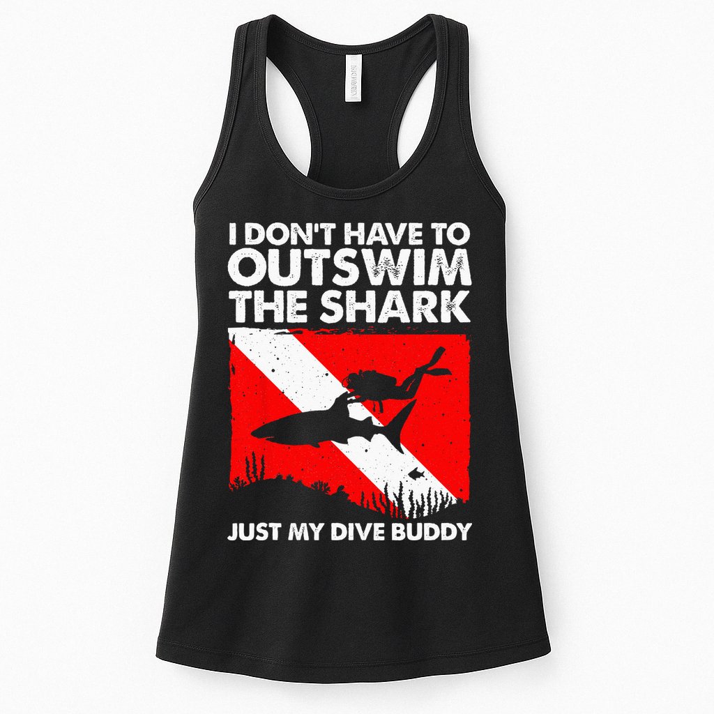 Funny Scuba Diving Design For  Shark Diving Buddy Womens Tank Top