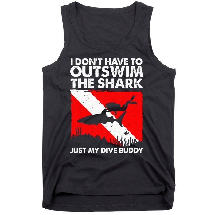 Funny Scuba Diving Design For  Shark Diving Buddy Tank Top