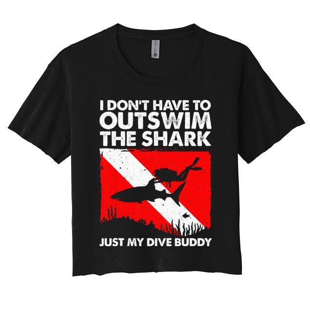 Funny Scuba Diving Design For  Shark Diving Buddy Women's Crop Top Tee