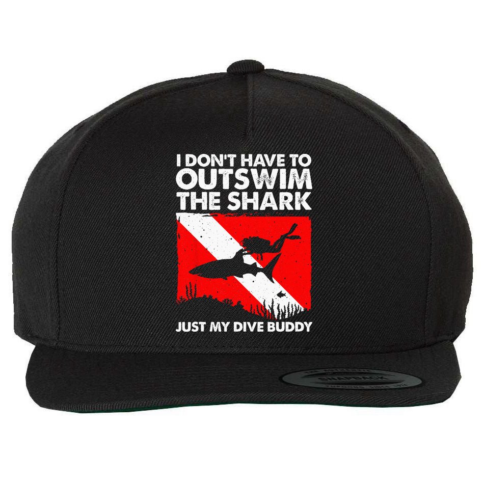 Funny Scuba Diving Design For  Shark Diving Buddy Wool Snapback Cap