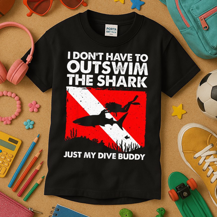 Funny Scuba Diving Design For  Shark Diving Buddy Kids T-Shirt