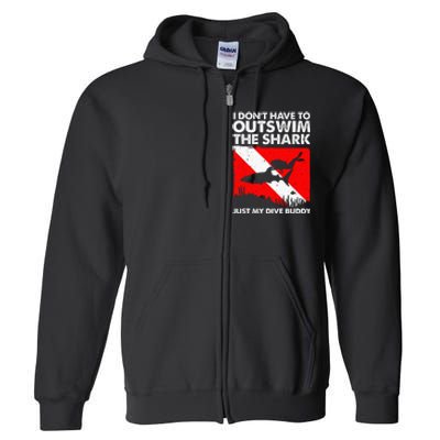 Funny Scuba Diving Design For  Shark Diving Buddy Full Zip Hoodie