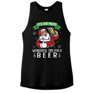 Funny Santa Drinking Beer ItS The Most Wonderful Time For A Beer Ladies PosiCharge Tri-Blend Wicking Tank