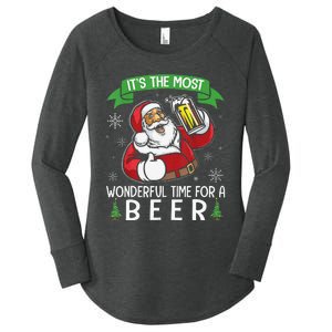 Funny Santa Drinking Beer ItS The Most Wonderful Time For A Beer Women's Perfect Tri Tunic Long Sleeve Shirt