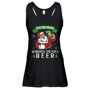 Funny Santa Drinking Beer ItS The Most Wonderful Time For A Beer Ladies Essential Flowy Tank