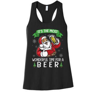 Funny Santa Drinking Beer ItS The Most Wonderful Time For A Beer Women's Racerback Tank