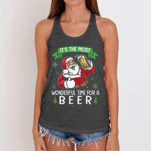 Funny Santa Drinking Beer ItS The Most Wonderful Time For A Beer Women's Knotted Racerback Tank