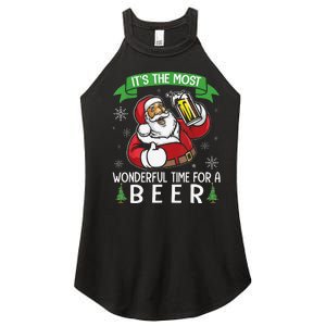 Funny Santa Drinking Beer ItS The Most Wonderful Time For A Beer Women's Perfect Tri Rocker Tank