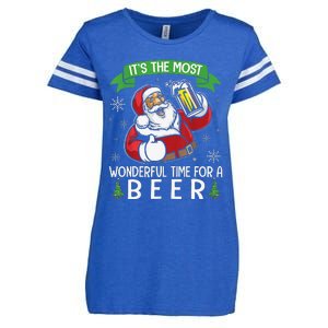 Funny Santa Drinking Beer ItS The Most Wonderful Time For A Beer Enza Ladies Jersey Football T-Shirt