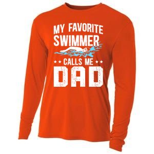 Favorite Swimmer Dad Swim Dad Swimming Father Of A Swimmer Cool Gift Cooling Performance Long Sleeve Crew