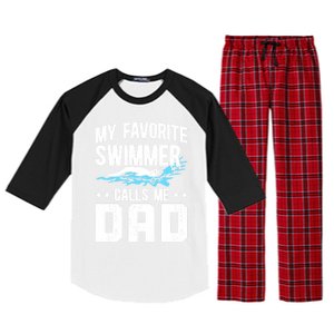 Favorite Swimmer Dad Swim Dad Swimming Father Of A Swimmer Cool Gift Raglan Sleeve Pajama Set