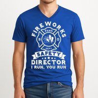 Fireworks Safety Director I Run You Run Bang Dept Patriotic V-Neck T-Shirt