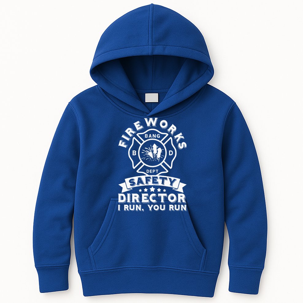 Fireworks Safety Director I Run You Run Bang Dept Patriotic Kids Hoodie