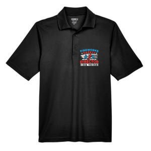 Fireworks Safety Director I Run You Run Funny 4th Of July Men's Origin Performance Pique Polo