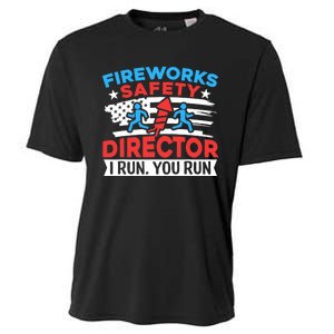 Fireworks Safety Director I Run You Run Funny 4th Of July Cooling Performance Crew T-Shirt