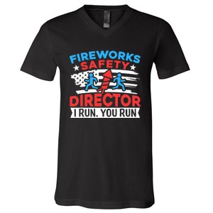 Fireworks Safety Director I Run You Run Funny 4th Of July V-Neck T-Shirt