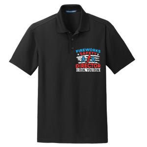 Fireworks Safety Director I Run You Run Funny 4th Of July Dry Zone Grid Polo