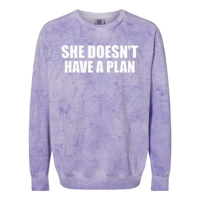 Funny She DoesnT Have A Plan Trump Harris Colorblast Crewneck Sweatshirt