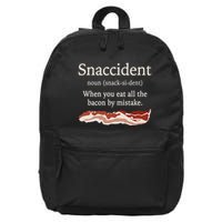 Funny Snaccident Definition Eat All The Bacon By Mistake 16 in Basic Backpack