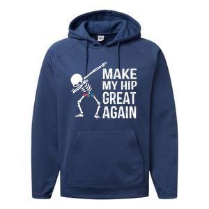 Funny Skelton Dapping Gift Hip Surgery Funny Hip Replacet Meaningful Gift Performance Fleece Hoodie