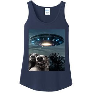 Funny Selfie Dog With Alien UFO Funny Dogs Lover Ladies Essential Tank