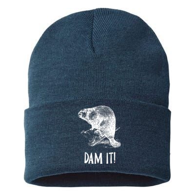 Funny Saying Dam It Beaver Funny Beaver Saying Sustainable Knit Beanie