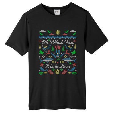 Funny Scuba Diving Ugly Christmas Party Gift Tall Fusion ChromaSoft Performance T-Shirt