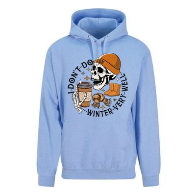 Funny Skull Drinking Coffee I Don't Do Winter Very Well  Unisex Surf Hoodie