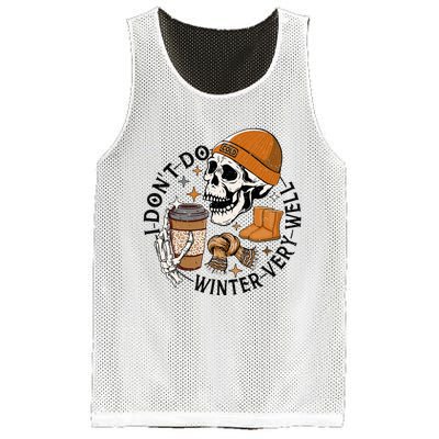 Funny Skull Drinking Coffee I Don't Do Winter Very Well  Mesh Reversible Basketball Jersey Tank