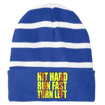 Funny Softball Design Great For Ns And Gift Striped Beanie with Solid Band