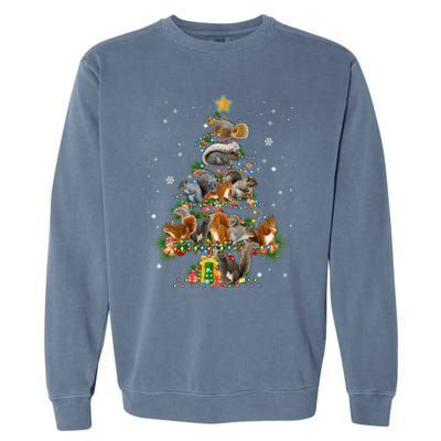 Funny Squirrel Dog Christmas Tree Squirrel Lover Xmas Funny Gift Garment-Dyed Sweatshirt